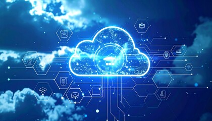 Cloud IoT Hexagon Network Background