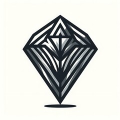 a logo image representing a diamond with a modern and minimalist design, ideal for conveying luxury, clarity and timeless value. The diamond is drawn with fine and precise strokes.