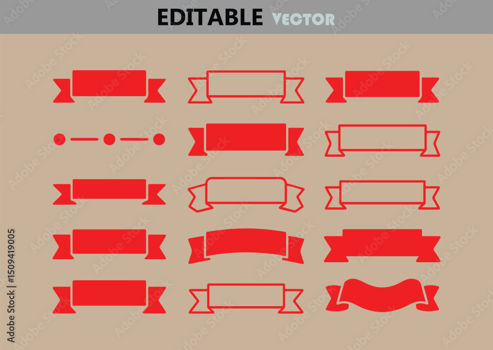 Aufkleber collection of red ribbon banners scrolls and design elements for graphic design and decoration on a 
