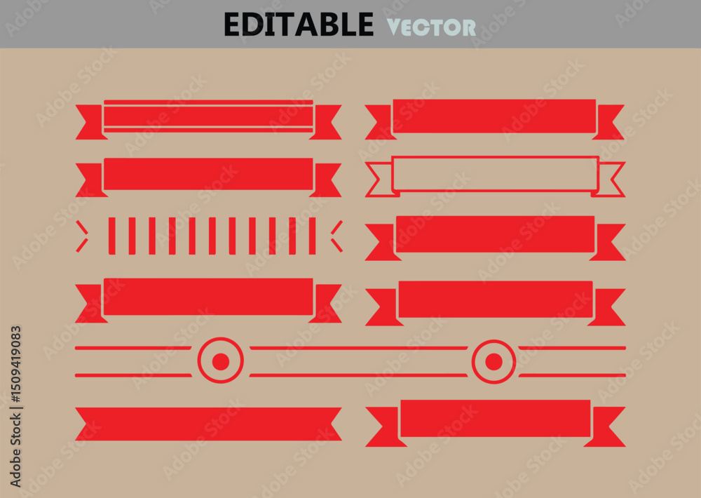 Aufkleber collection of red ribbon banner design elements for graphic design and decoration vector illustratio