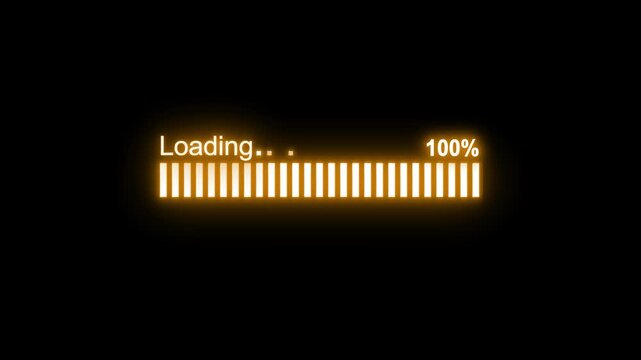 Neon Glowing Loading Bar Animation in Seamless Loop, Futuristic Progress Indicator
