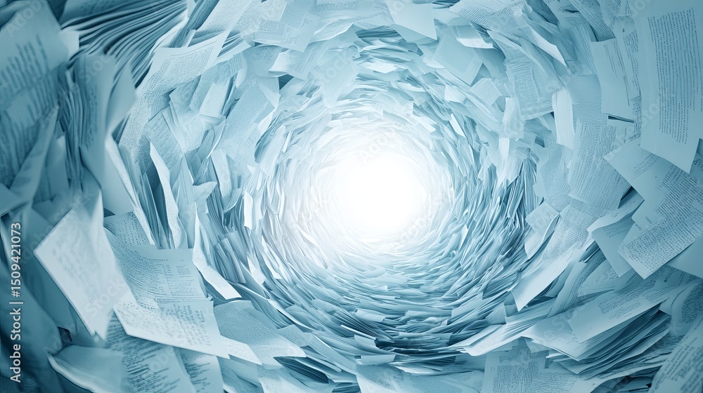 Aufkleber abstract blue paper vortex tunnel swirling documents light background design illustration graphic ar