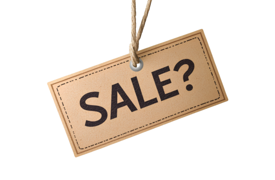  Cute, simple illustration of an advertising tag with the word SALE written on it, transparent background