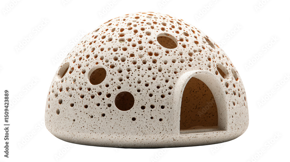 Poster innovative 3d printing technology creating a compact, hollow dome structure with multiple holes and 