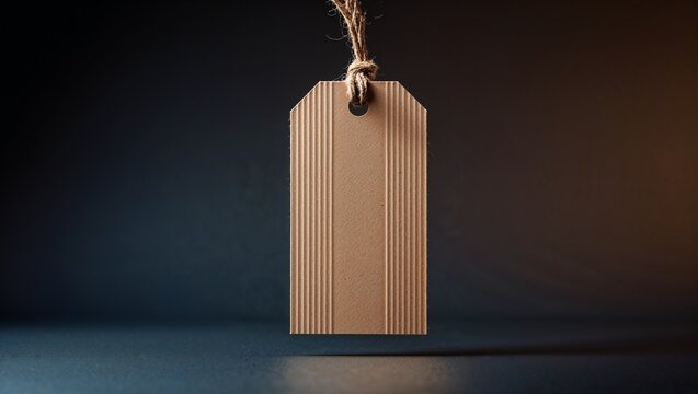 Blank corrugated tag with jute string mockup