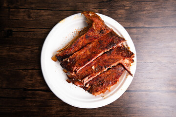 Country Barbeque Half Ribs on White plate
