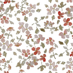 Seamless pattern created from watercolor flower painting with a transparent background