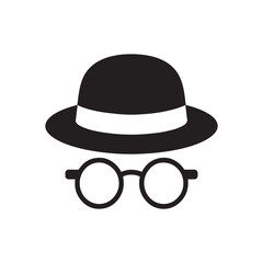 Hat and Glasses Icon Vector Sign with Father's Day Theme on White Background
