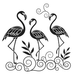 Zen Flamingo Pattern – Abstract Tribal Bird Design
