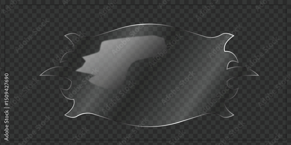 Poster abstract wavy cutout glossy glass shape element for futuristic ui on transparent background