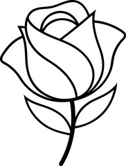 Rose Outline Vector Illustration for Coloring
