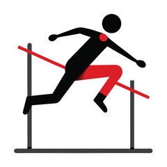 Running man silhouette vector icon: dynamic athlete in sport, race, and fitness illustration