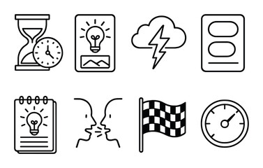 Time management line icons set &ndash; outline, productivity and efficiency symbols