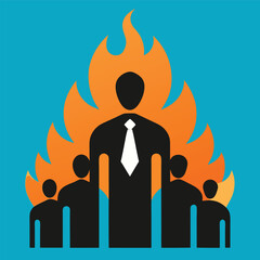 Orange light of a blazing fire and hot flames with a red burning heart design vector illustration symbol