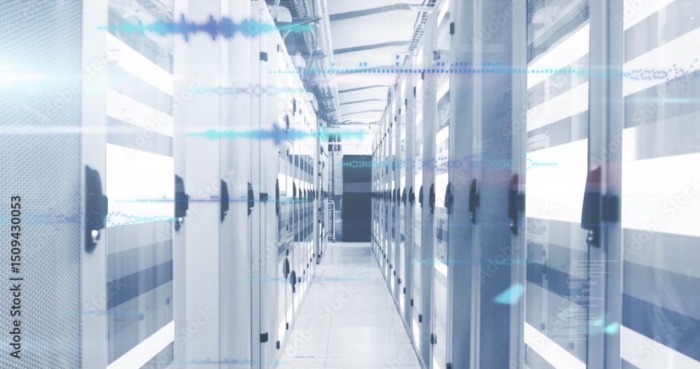 Aufkleber image of data processing over computer servers