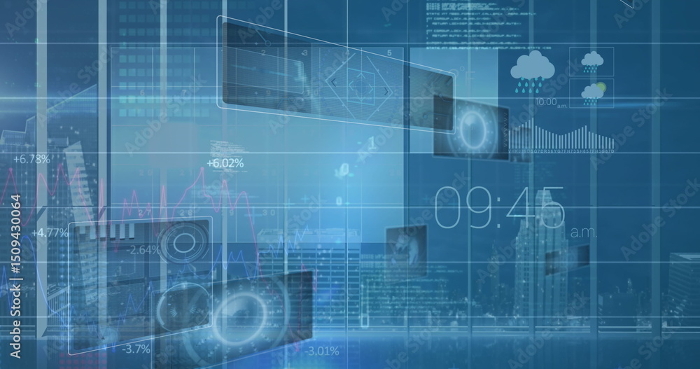 Poster image of data processing on blue digital screen