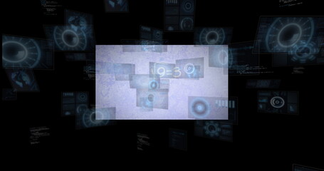 Image of scope scanning over mathematical equations on black background