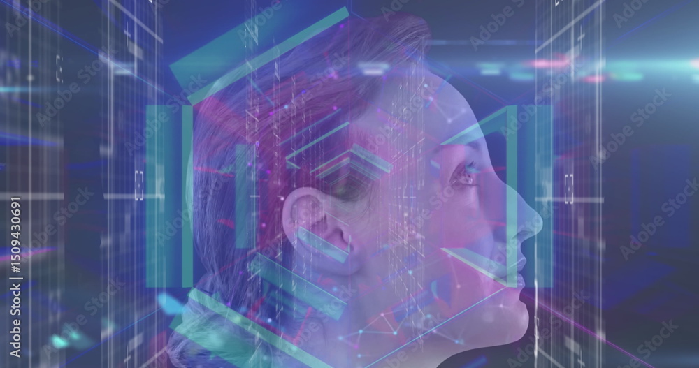 Poster image of binary coding data processing over male rugby players