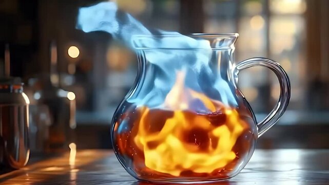 Creating a Dramatic Fire and Smoke Effect in a Glass Pitcher for Visual Impact