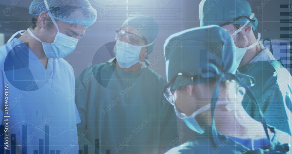 Aufkleber statistical data processing over team of diverse surgeons performing operation in operation theatre