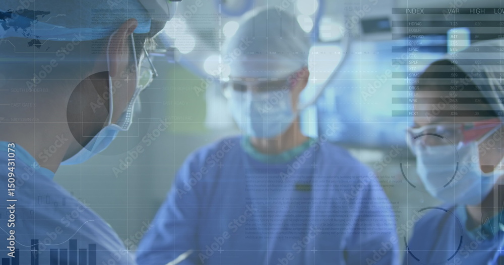 Poster statistical data processing over team of diverse surgeons performing operation in operation theatre