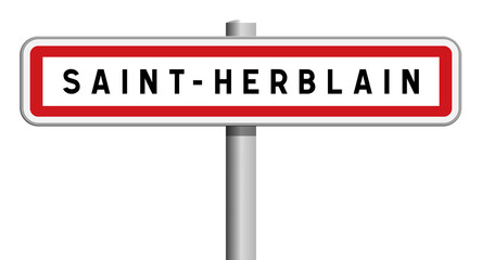 Panneau d'entrée de ville de Saint-Herblain, Loire-Atlantique, Pays de la Loire