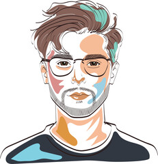 man portrait art painting sketch style