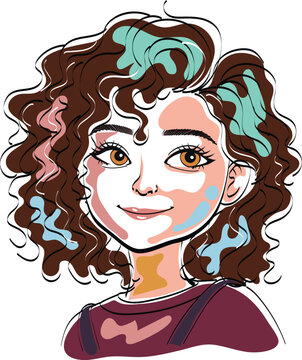 brunette hair girl art painting sketch style