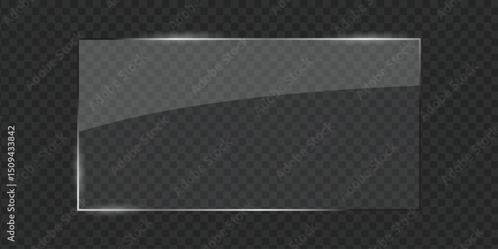Poster smooth beveled glass rectangle banner layout design element on transparent background