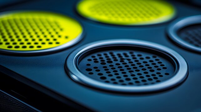 Abstract Closeup of Yellow and Black Speaker Grilles