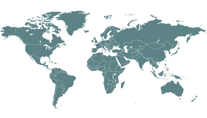 World map. Grey modern vector map. Silhouette map.	