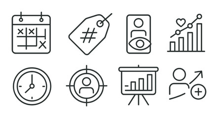 Social media line icons set – outline, digital communication and network symbols