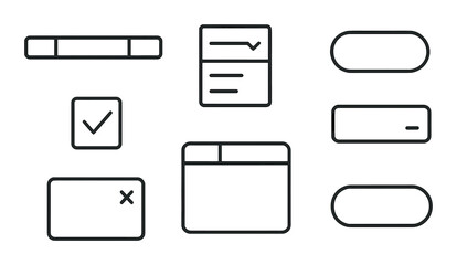 Minimal ui elements icons set – outline, simple design and web interface symbols
