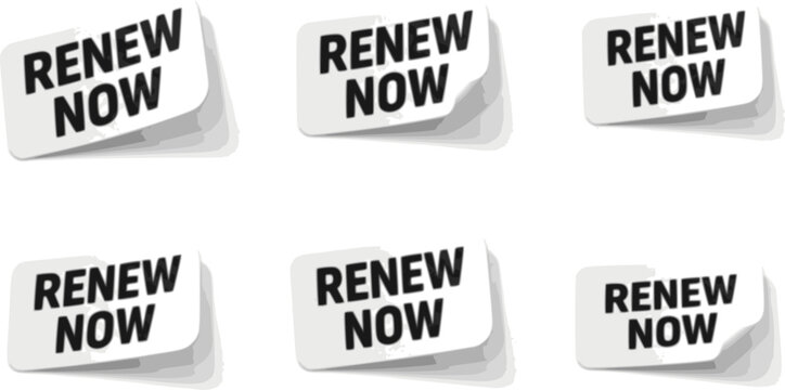 vector set of Renew now sticker vector template
