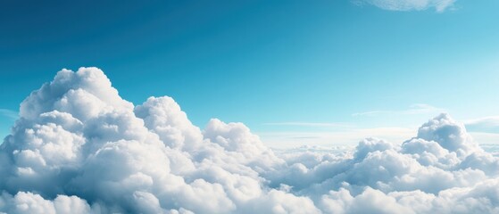 Serene Blue Sky with Fluffy Clouds Overhead in a Clear Atmosphere