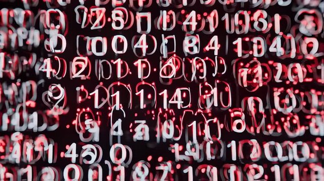 Abstract technological background with red digits of binary code