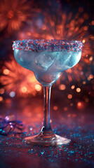 festive cocktail with fireworks	