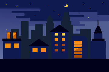 Night Cityscape A Serene Nighttime Urban Illustration
