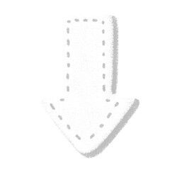 下向き真っ白矢印のかわいいイラスト