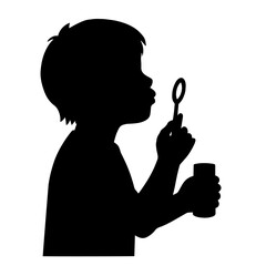 Silhouette of a Young Child Blowing Bubbles