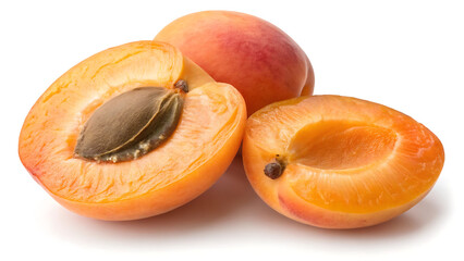 Ripe appricots on white