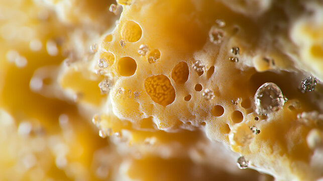 Macro View of a Sponge-Like Structure with Pores and Bubbles