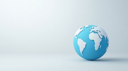 Fototapeta premium 3D illustration of a blue globe with white continents on light background
