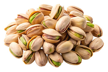 Pile of roasted pistachios isolated on transparent background