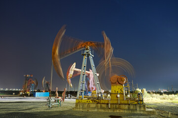 Oil pump in the evening