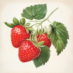 Fresh Strawberries on Stem