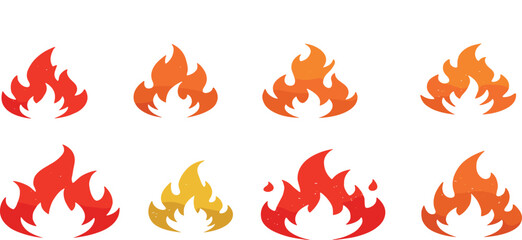 Fire flame icon. Crayon vector logo. Hot fire on white background