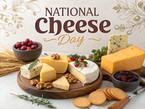 National Cheese Day Celebration with Assorted Cheeses and Platter/ National Cheese Day.