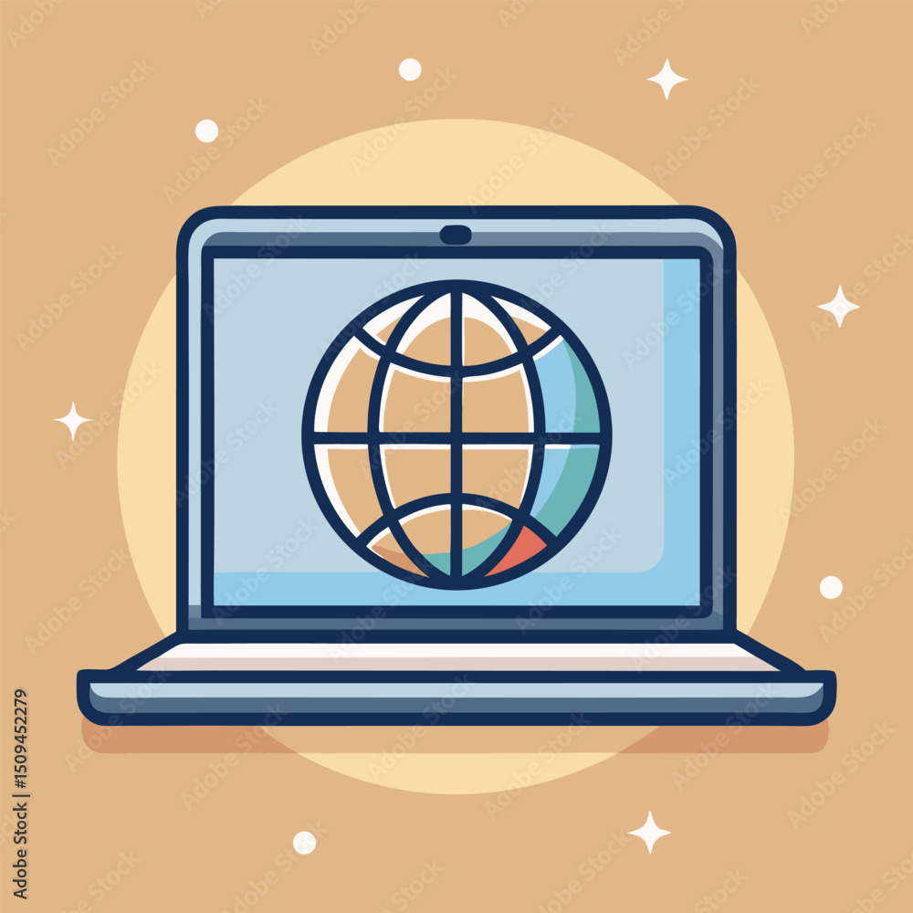 Poster global network laptop computer internet technology world wide web