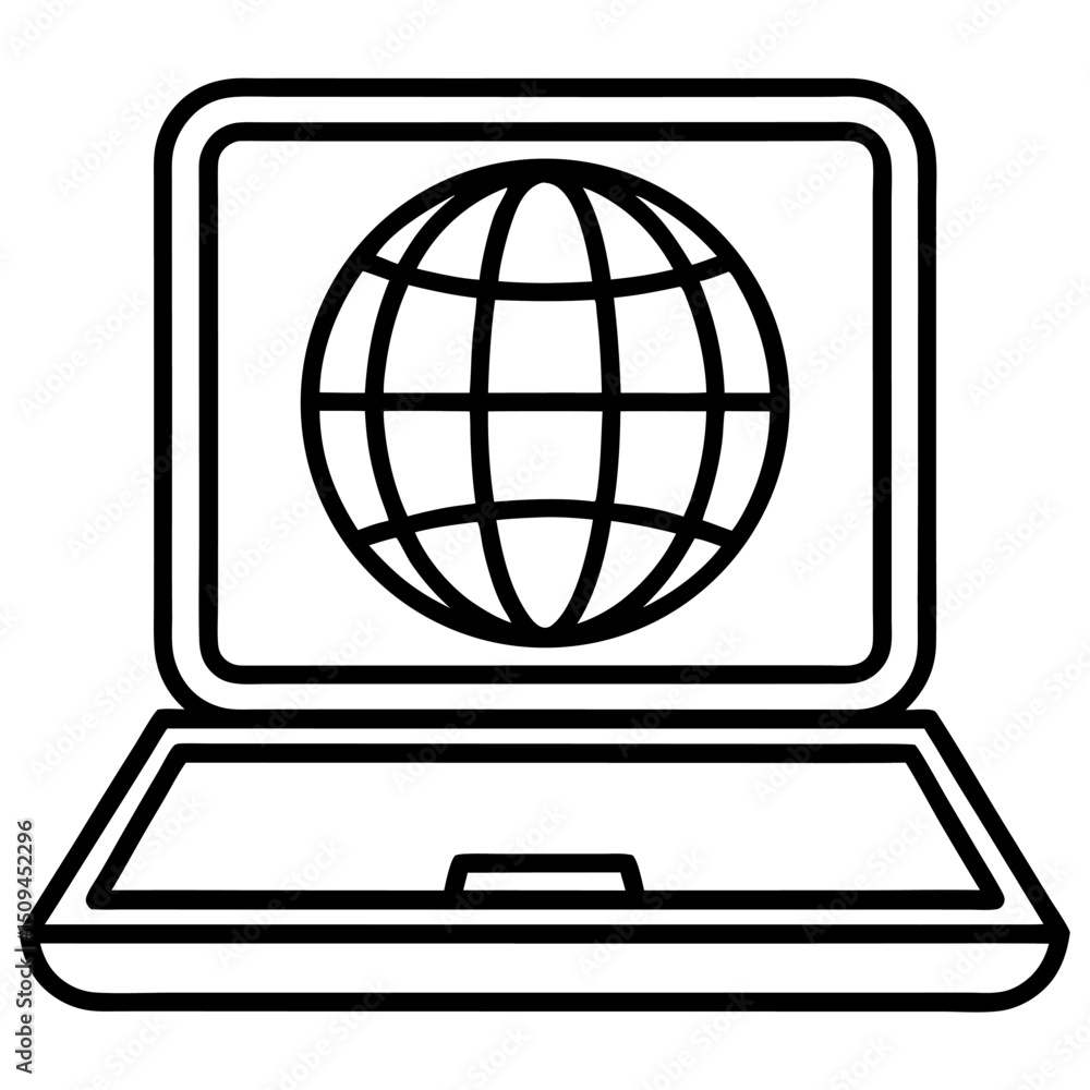 Aufkleber global network laptop computer internet world wide web